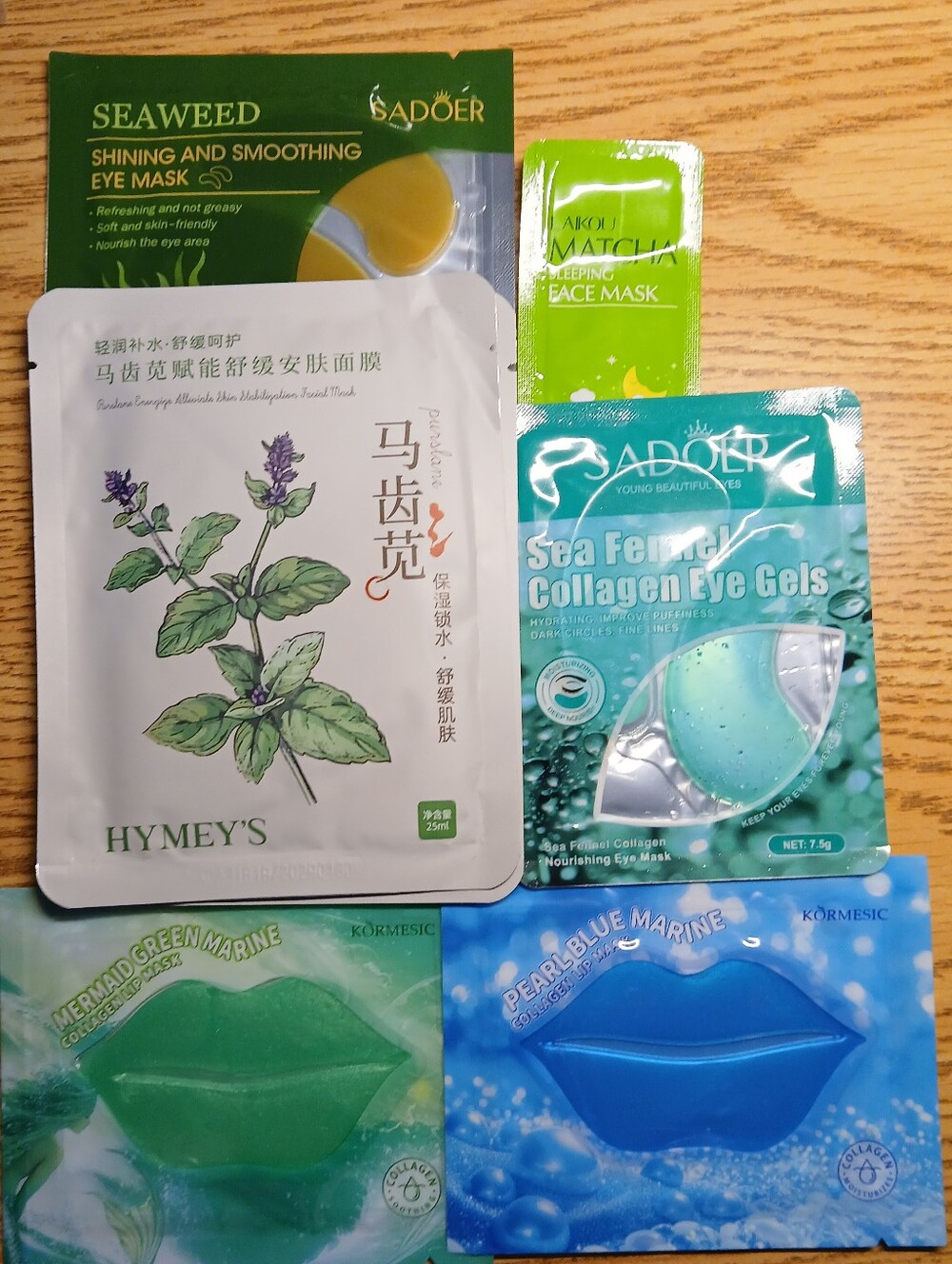 NWOT 8PC Sea Fennel Purslane Mask Bundle 2 Facial/2 Lip/2 Eye/1 Sleep/Spa H Band